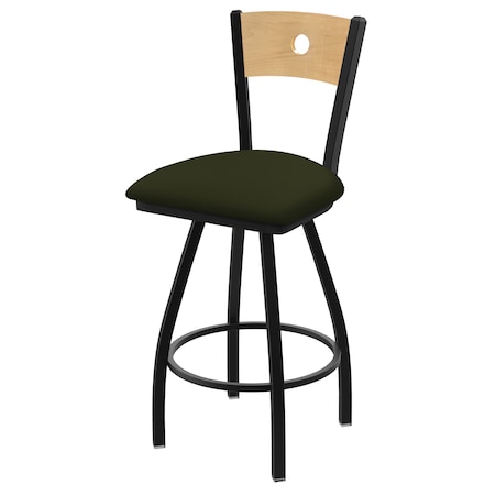 Holland Bar Stool Co 36" Swivel Counter Stool, Black Wrinkle, Nat Back, Canter Pine Seat X830